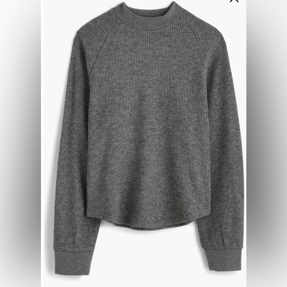 Madewell grey waffle knit mock neck shirt